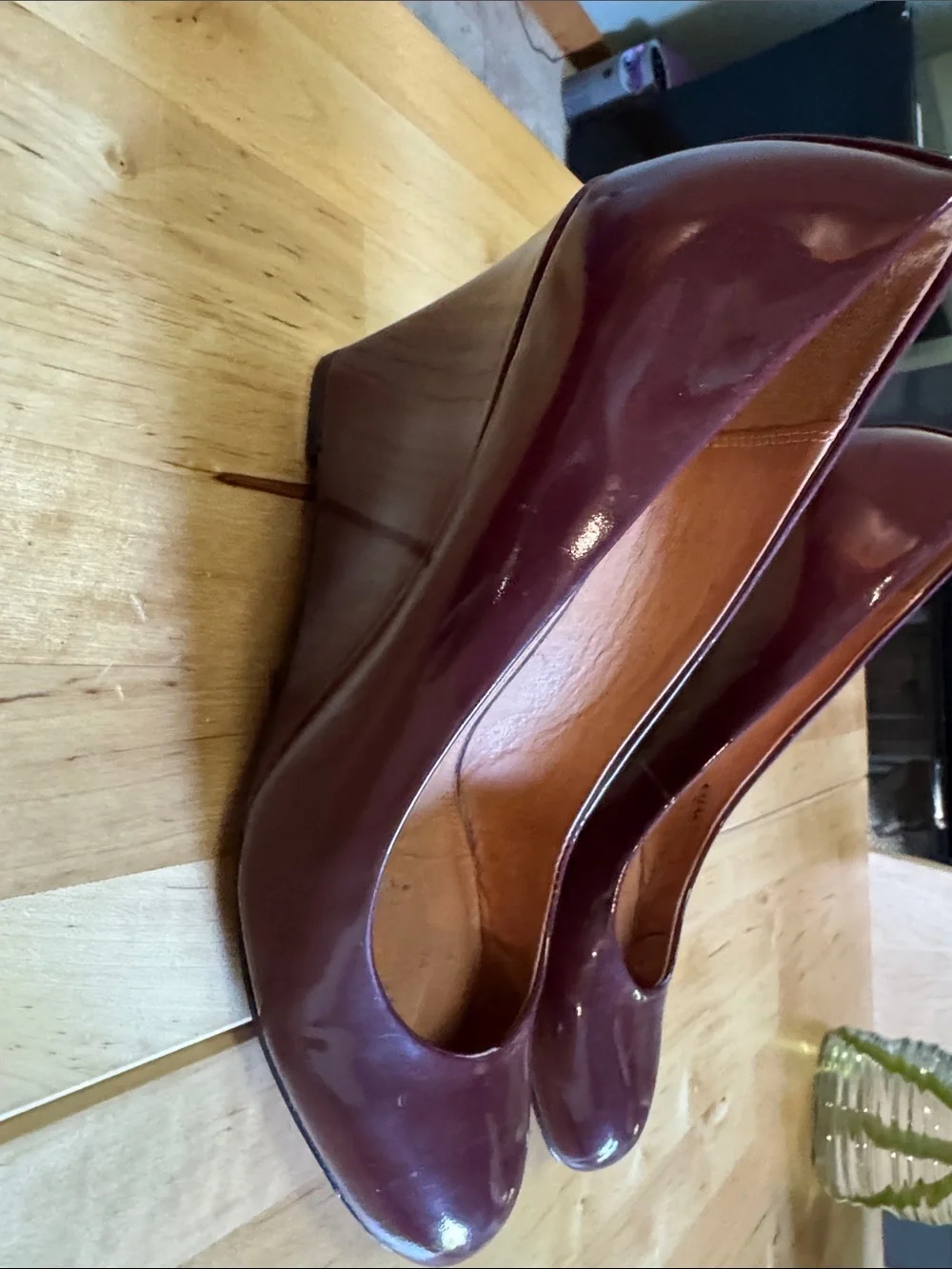 Coach Burgundy Patent Wedge Pumps